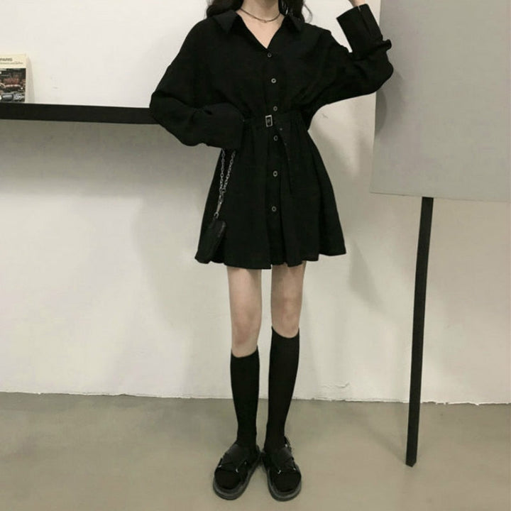 Elegant Black Long Sleeve Dress Dark Tiger