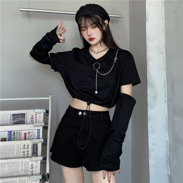Darkwear Removable Sleeve T-shirt with Chain Dark Tiger