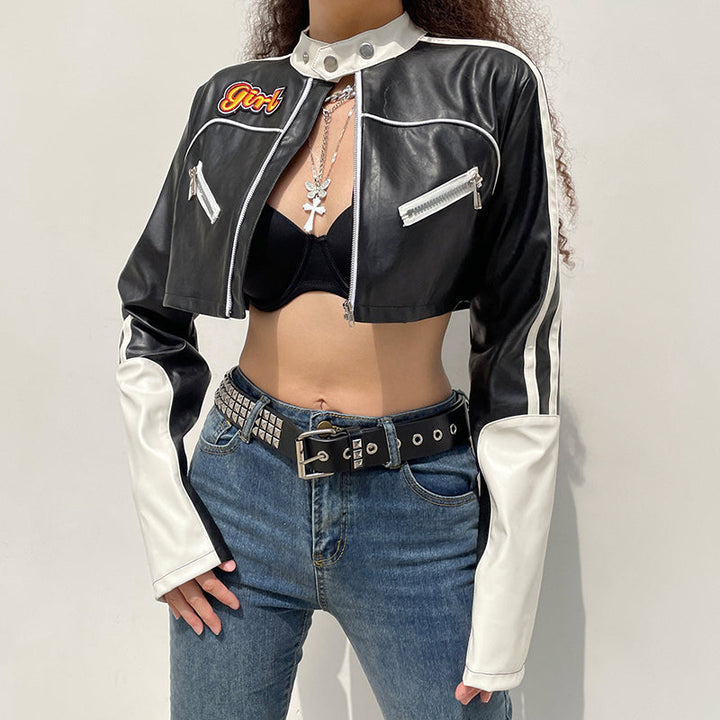 Cropped Punk Style Jacket Dark Tiger