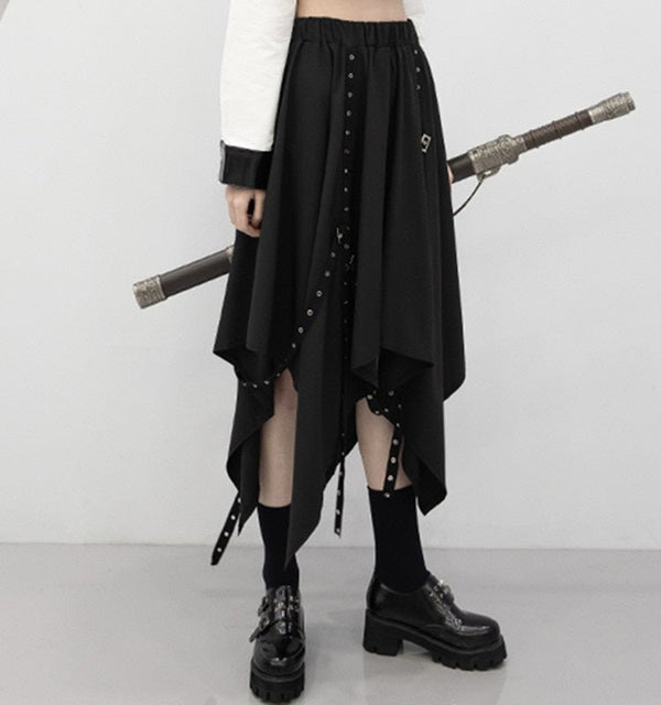 Gothic Weave Irregular Skirt Dark Tiger