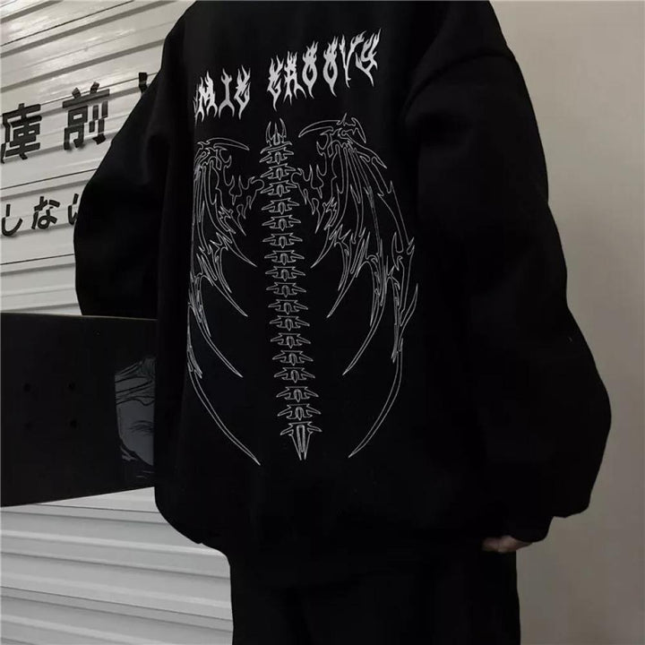 Oversized Gothic Hoodie Dark Tiger