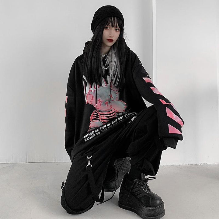 Gothic Anime Punk Hoodie Dark Tiger