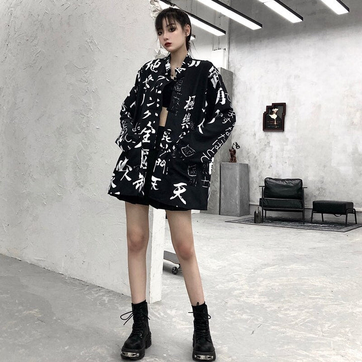 Oversized Japanese Blouse Dark Tiger