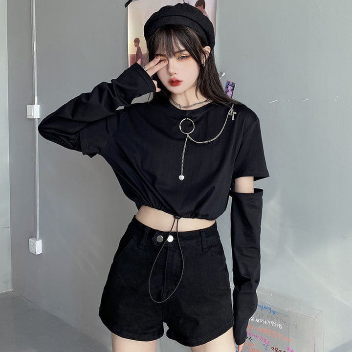 Darkwear Removable Sleeve T-shirt with Chain Dark Tiger