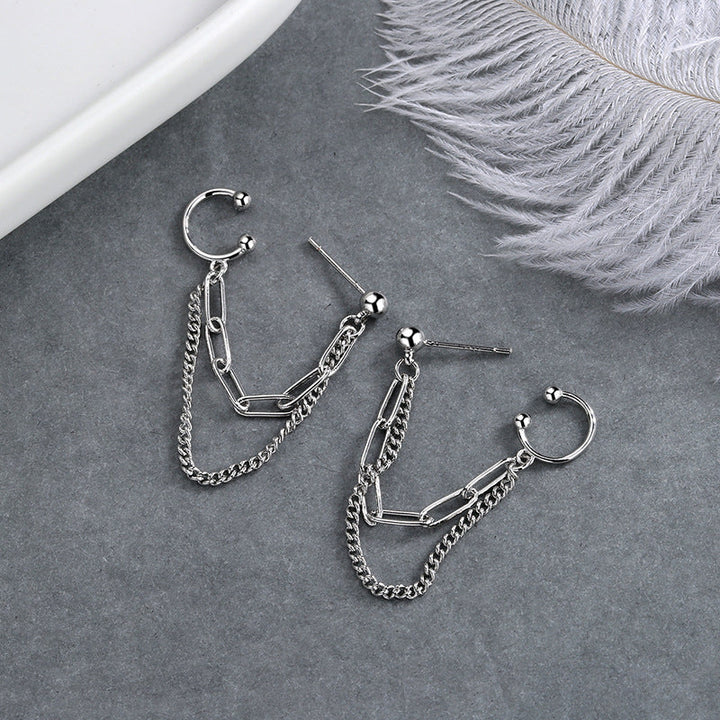 Double-layer Chain Earrings Dark Tiger
