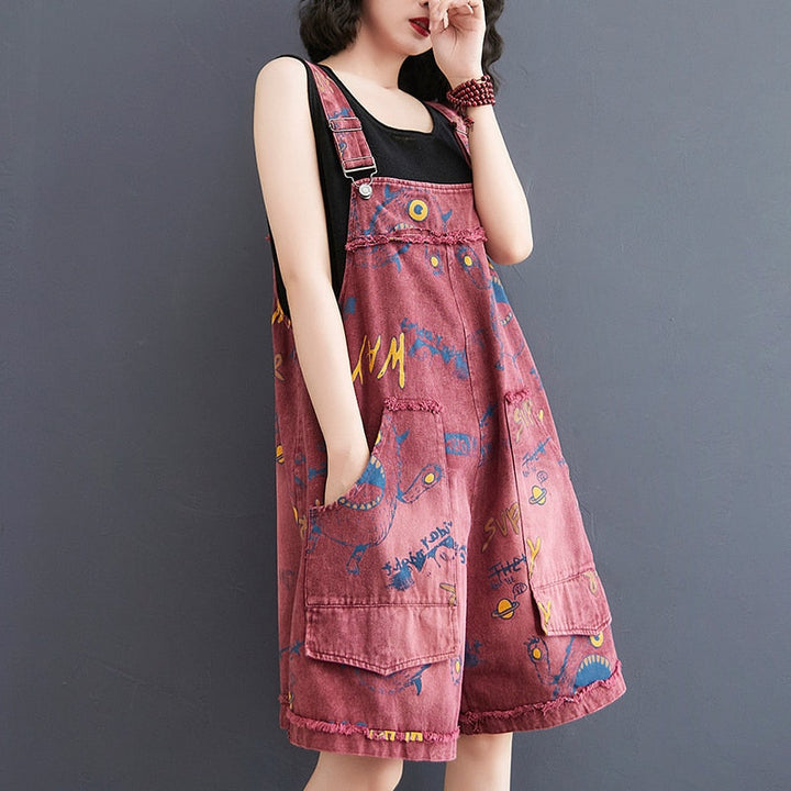 Grunge Aesthetic Denim Overalls Dark Tiger