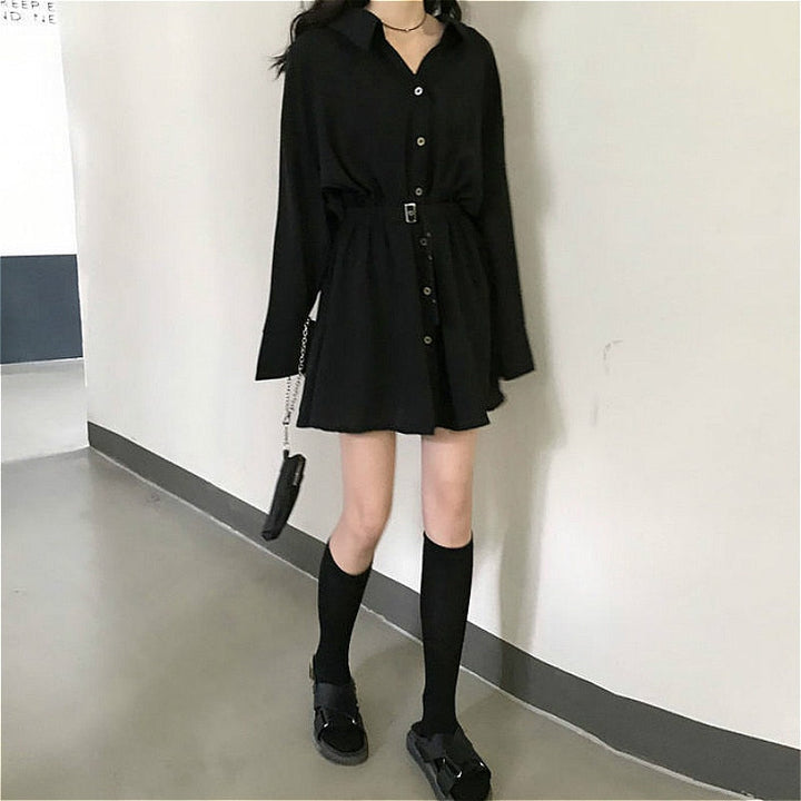 Elegant Black Long Sleeve Dress Dark Tiger