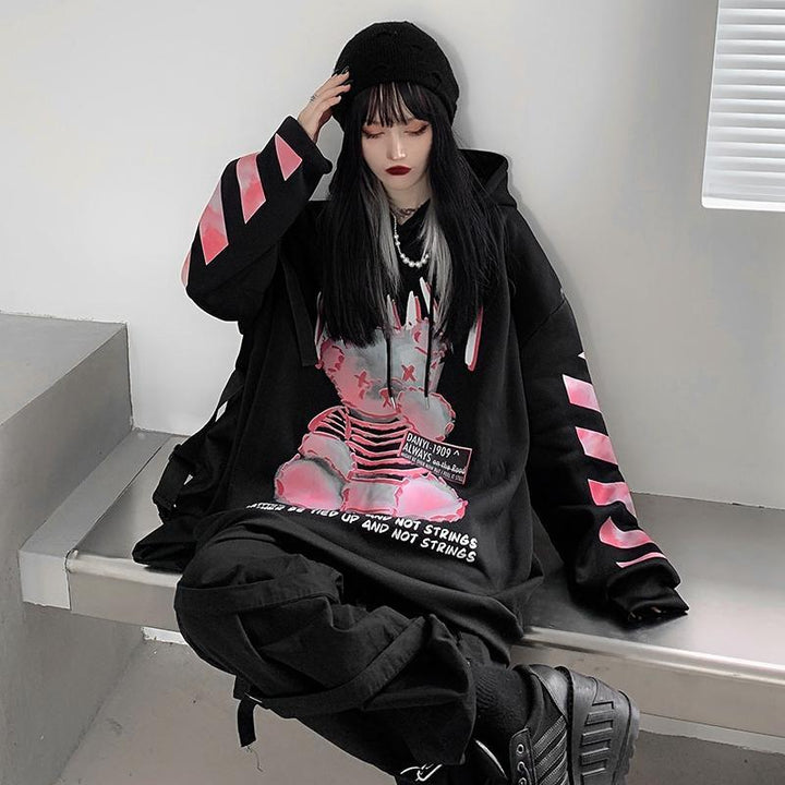 Gothic Anime Punk Hoodie Dark Tiger