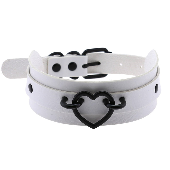 Gothic White Leather Chokers Dark Tiger