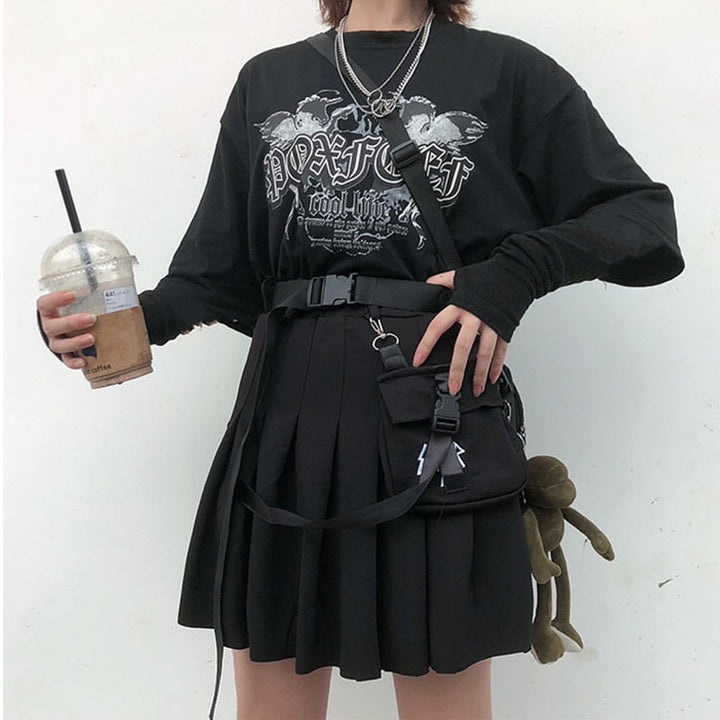 Y2k Darkwear Black Skirt Dark Tiger