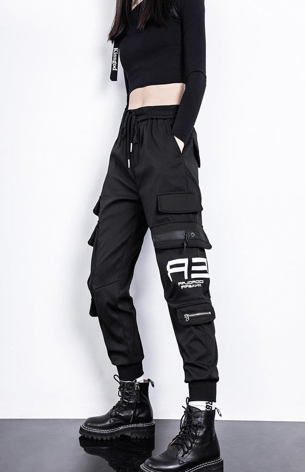 Hip Hop Cargo Techwear Pants Dark Tiger