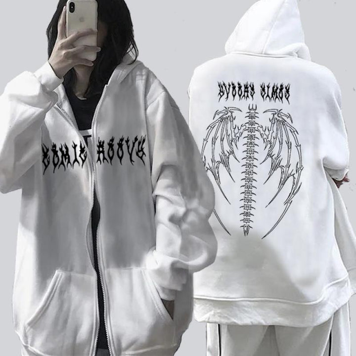 Oversized Gothic Hoodie Dark Tiger