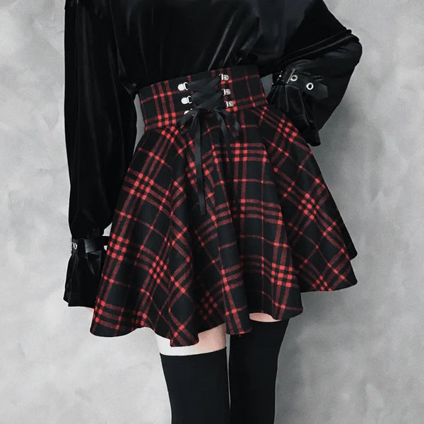 Lolita Gothic Plaid Skirt Dark Tiger