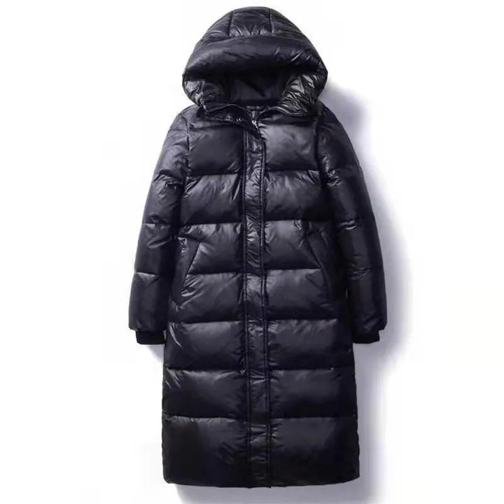 Glossy Windproof Parka Coat Dark Tiger