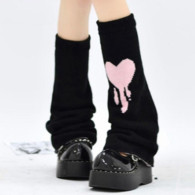 Ribbon Lace-Up Leg Warmers Y2K Dark Tiger