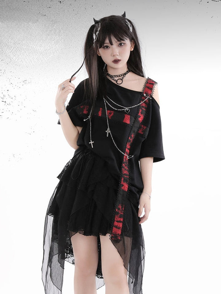 Y2K Aesthetic Grunge T-Shirt Dark Tiger