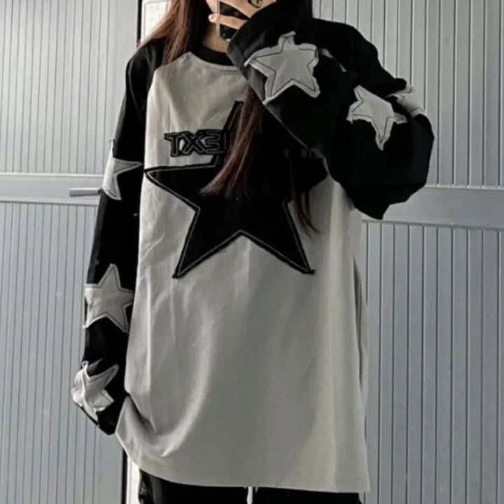 Grunge Harajuku Star Sweatshirt Dark Tiger