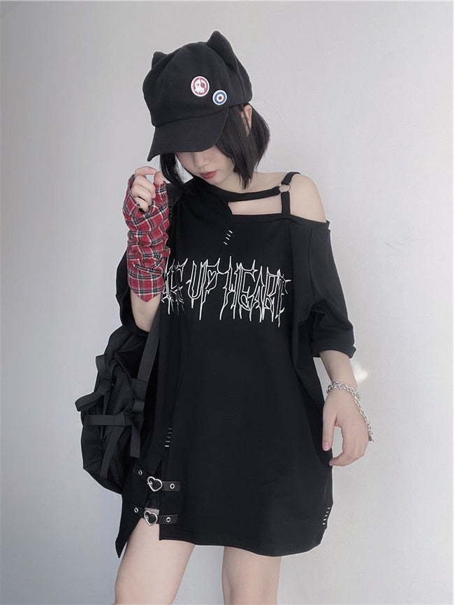 Punk Off Shoulder T-shirt Dark Tiger