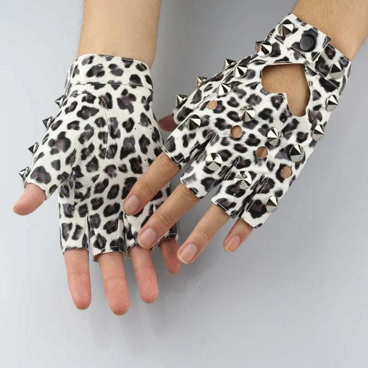 Leather Half Finger Gloves Dark Tiger