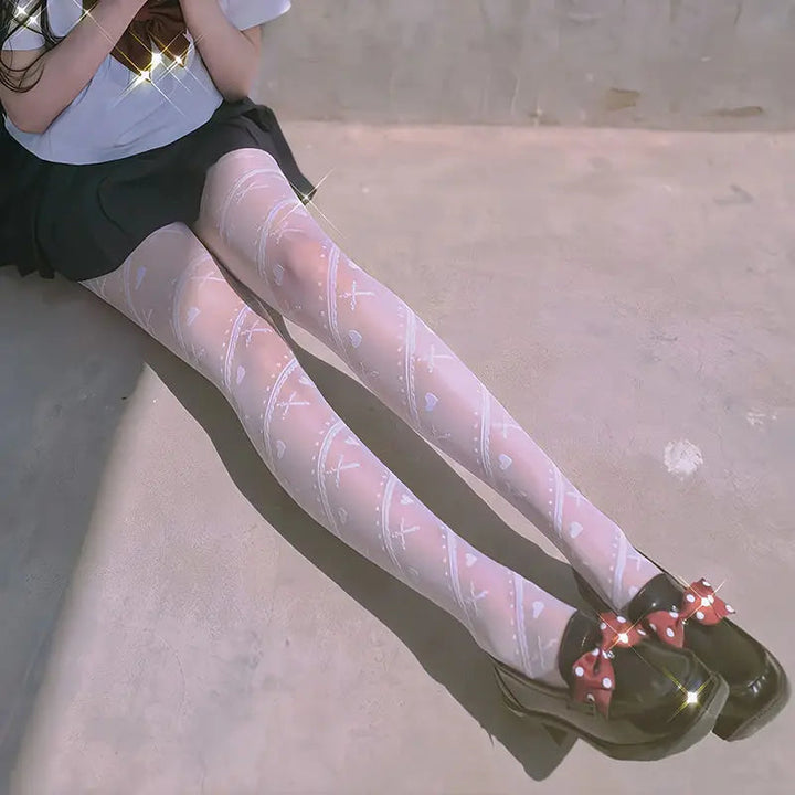 Lolita Heart Gothic Stockings Dark Tiger