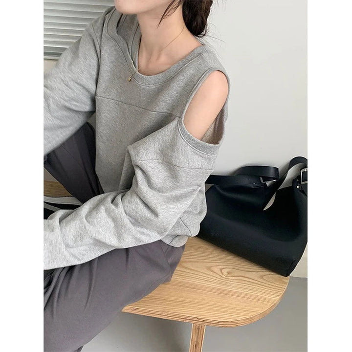 Off-Shoulder Casual Sweatshirt Dark Tiger