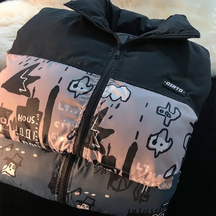 Winter Y2K Graffiti Jacket Dark Tiger