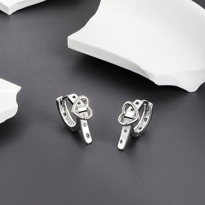 Silver Heart-shaped Earrings Dark Tiger