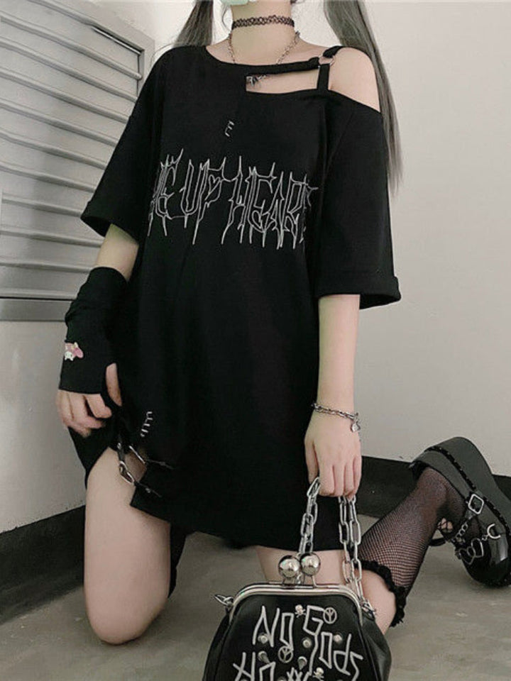 Punk Off Shoulder T-shirt Dark Tiger