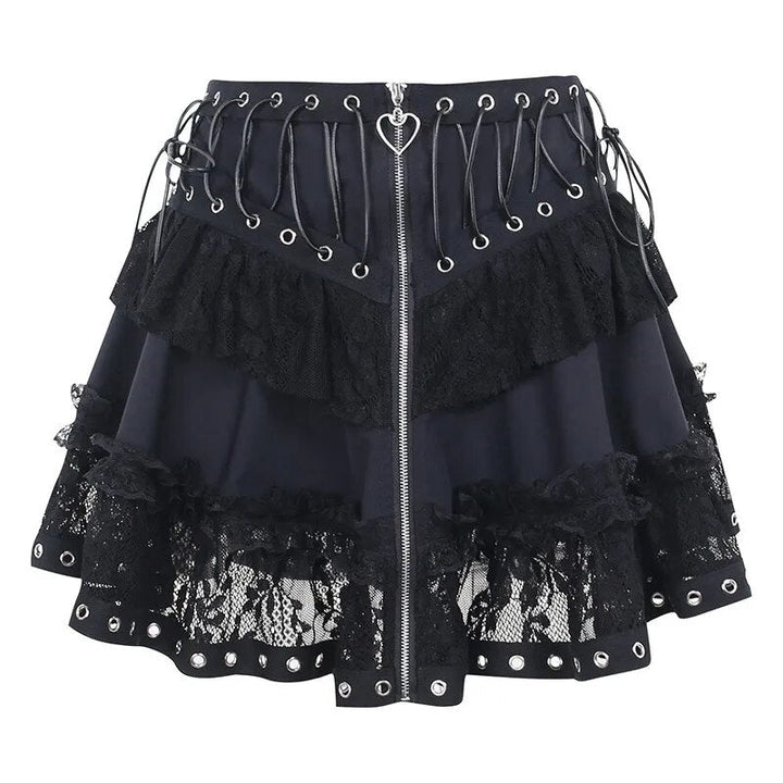 Vintage Zipper Gothic Skirt Dark Tiger