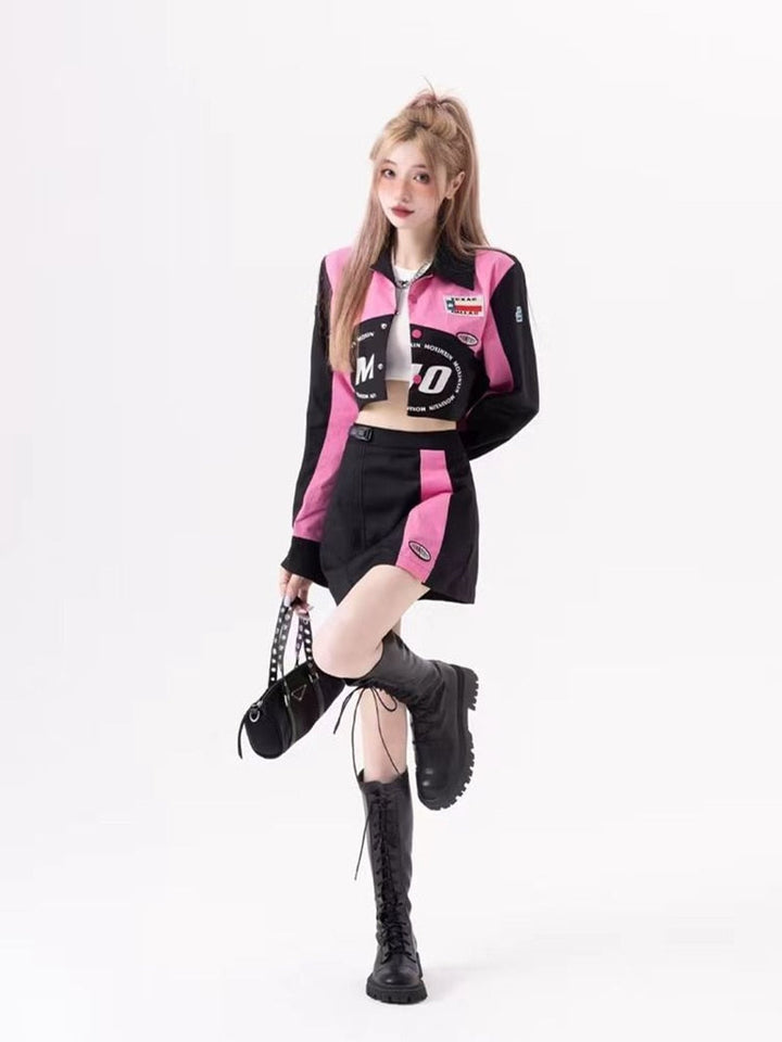 Y2K Aesthetic Jacket & Skirt Dark Tiger