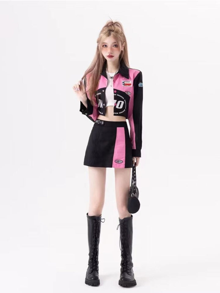 Y2K Aesthetic Jacket & Skirt Dark Tiger