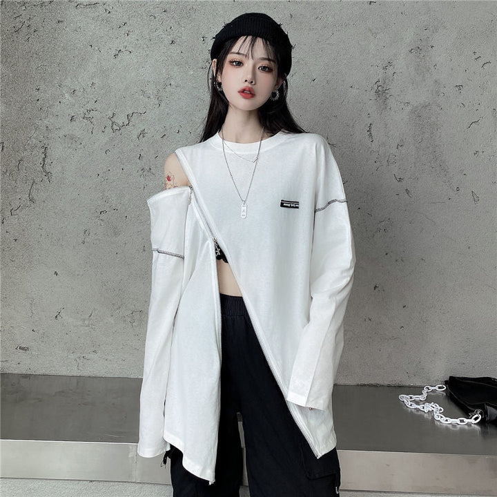 Off Shoulder Techwear T-Shirt Dark Tiger