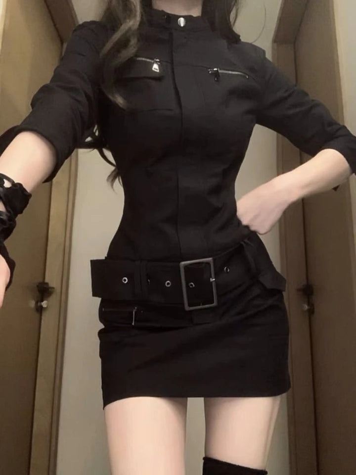 Gothic Techwear Mini Dress Dark Tiger