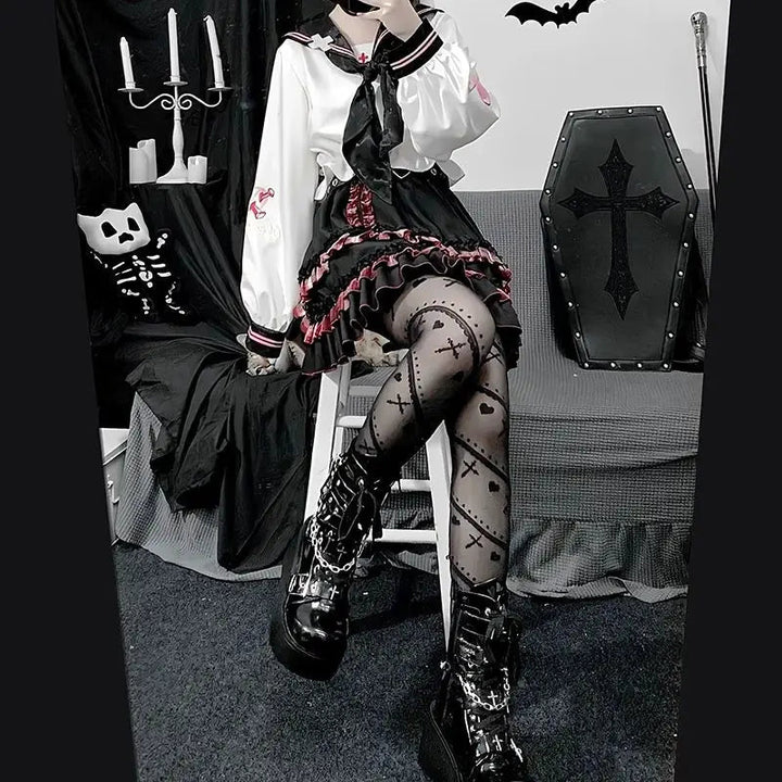 Lolita Heart Gothic Stockings Dark Tiger