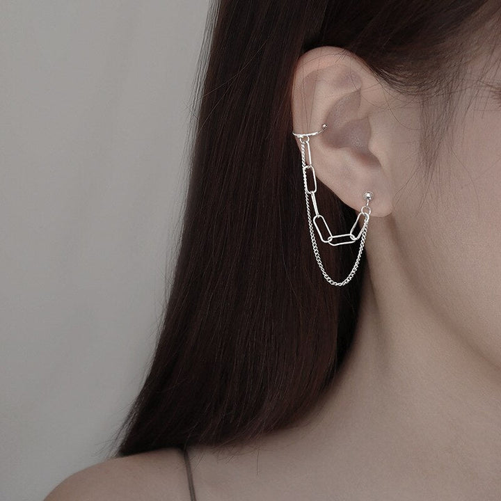 Double-layer Chain Earrings Dark Tiger