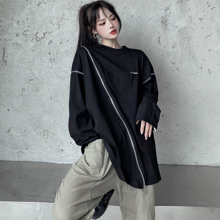 Off Shoulder Techwear T-Shirt Dark Tiger