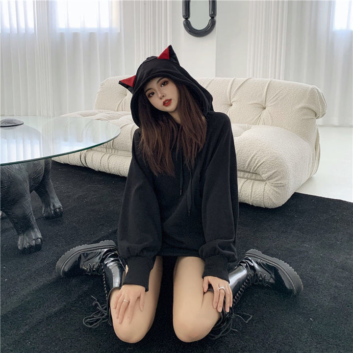 Gothic Devil Cat Ears Hoodie Dark Tiger