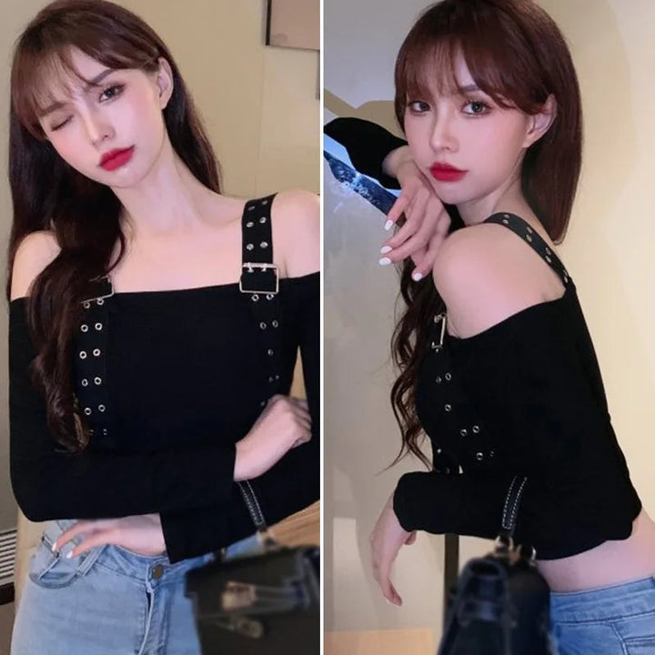 Korean Off Shoulder T-Shirt Dark Tiger