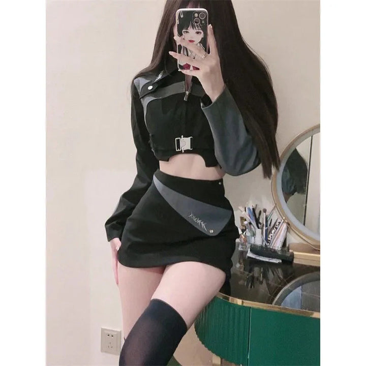 Korean Aesthetic Outfit Set - Jacket & Skirt Dark Tiger