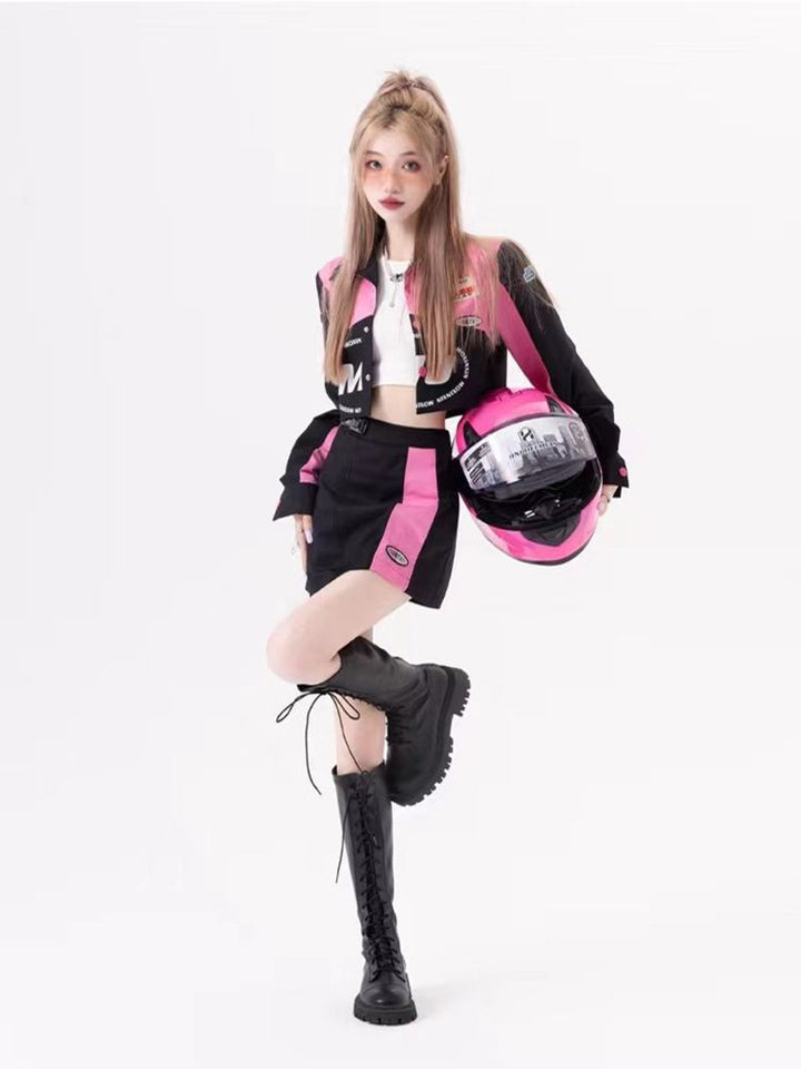 Y2K Aesthetic Jacket & Skirt Dark Tiger