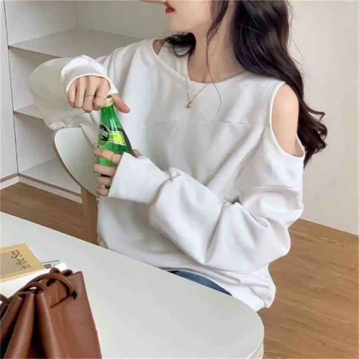 Off-Shoulder Casual Sweatshirt Dark Tiger