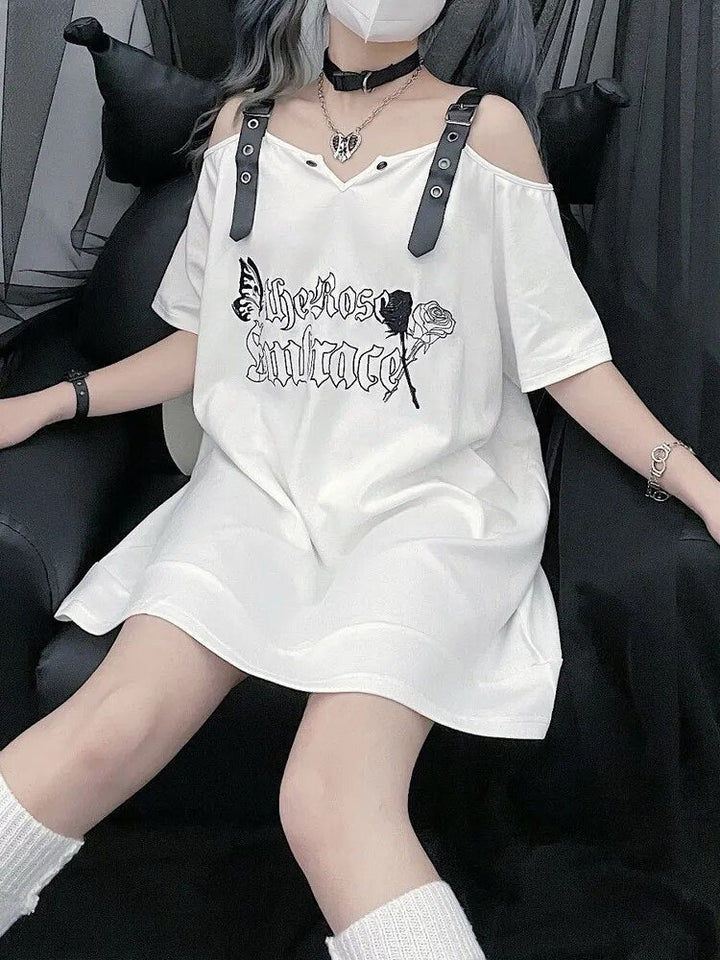 Off Shoulder Gothic T-shirt Dark Tiger