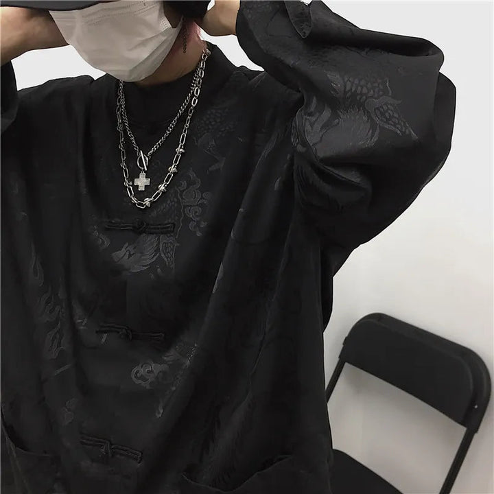 Harajuku Chinese Dragon Shirt Dark Tiger