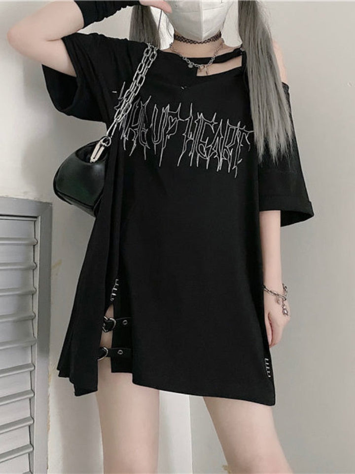 Punk Off Shoulder T-shirt Dark Tiger