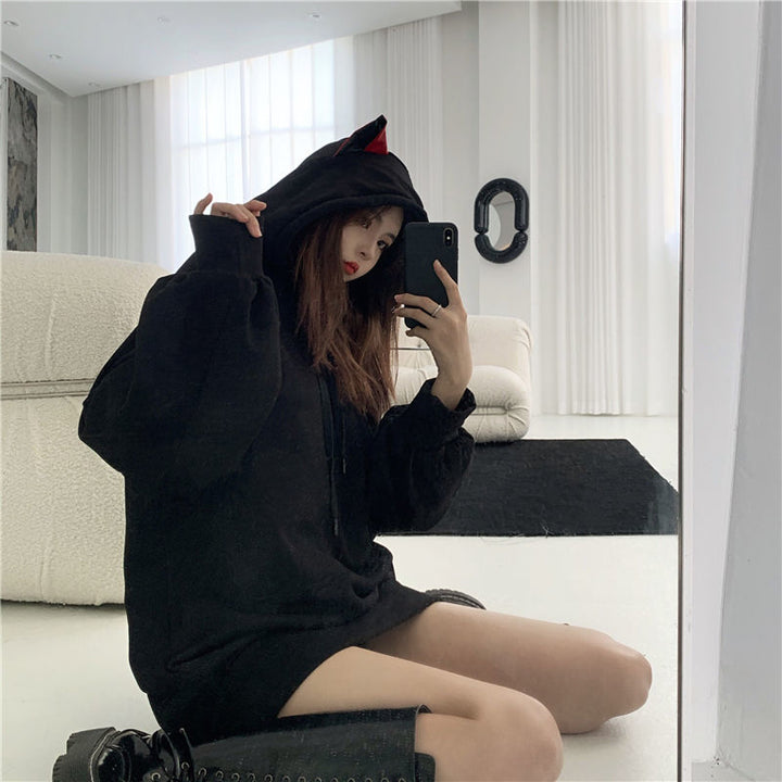 Gothic Devil Cat Ears Hoodie Dark Tiger