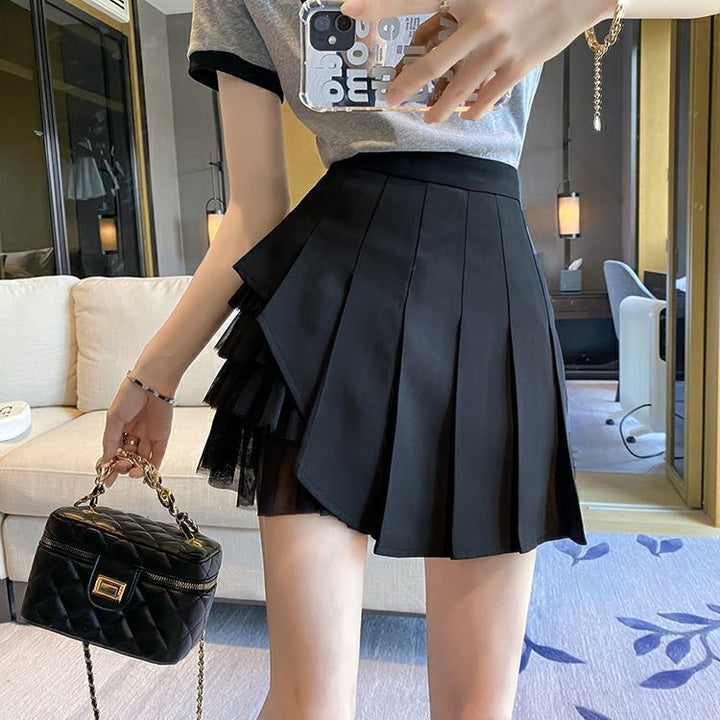 Pleated Assymetric Skirt Dark Tiger