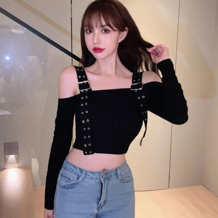 Korean Off Shoulder T-Shirt Dark Tiger