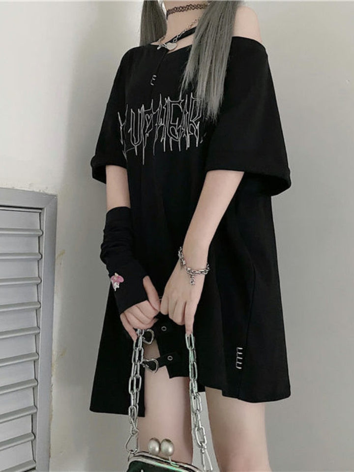 Punk Off Shoulder T-shirt Dark Tiger