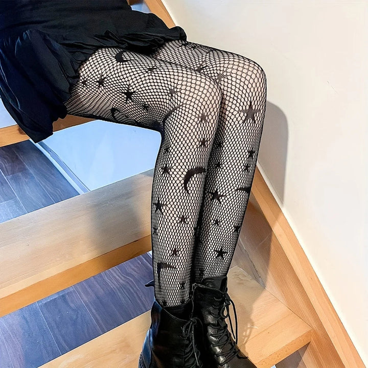 Moon & Star Fishnet Tights Dark Tiger