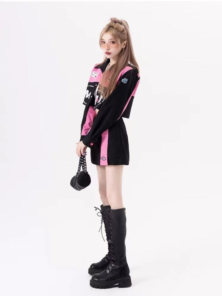 Y2K Aesthetic Jacket & Skirt Dark Tiger